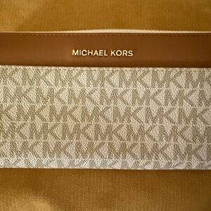 Michael Kors Beige and Brown Signature Long Wallet